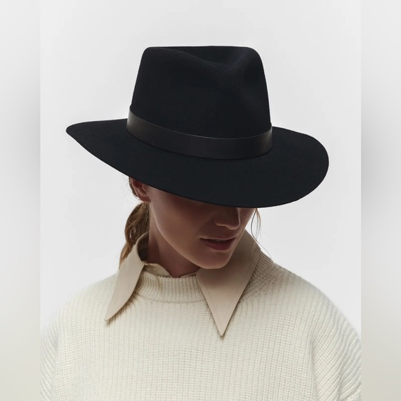 Janessa Leone Accessories - NEW Janessa Leone Ross Hat Package Wool Fedora Black M